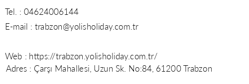 Yol  Holiday Trabzon Otel telefon numaralar, faks, e-mail, posta adresi ve iletiim bilgileri
